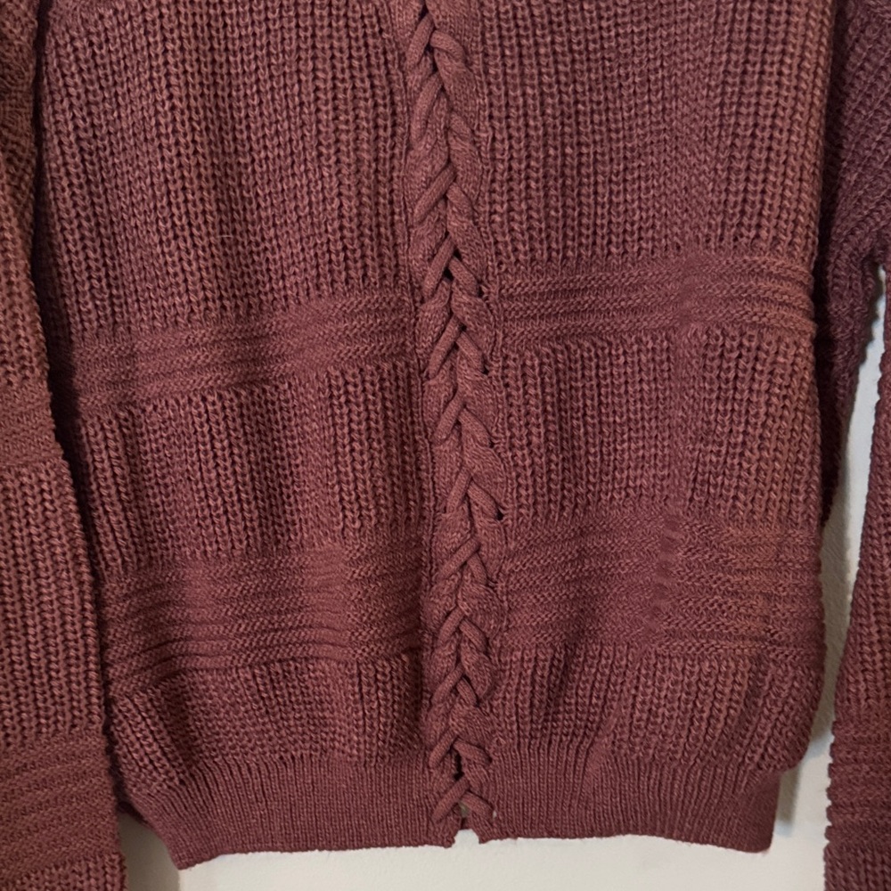 Daytrip V-Neck Sweater with Crisscross Back in Brown - Picture 4 of 5